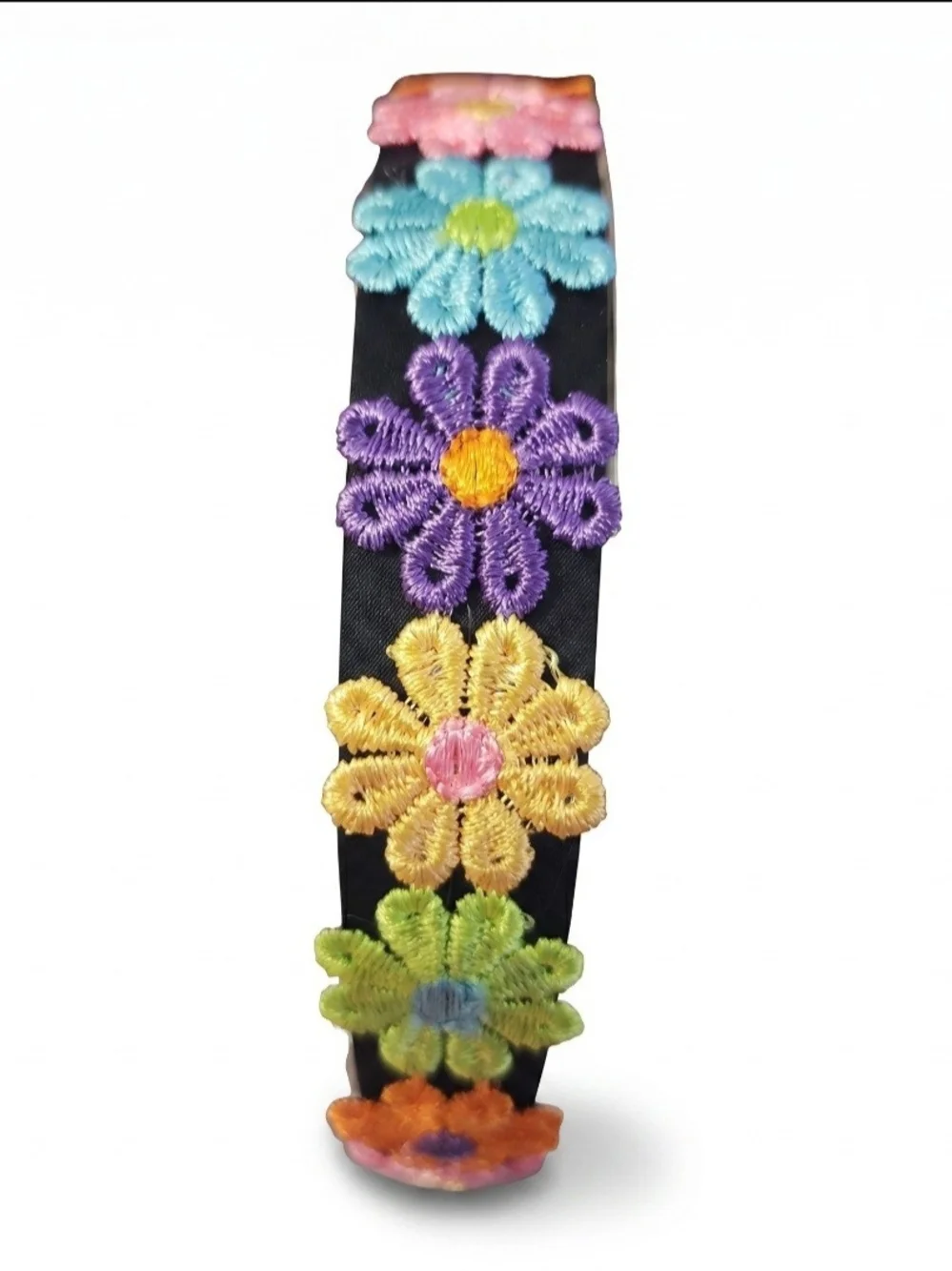 Boho Floral Embroidered 3pc. Daisy Headbands- Women's Hair Accessory
